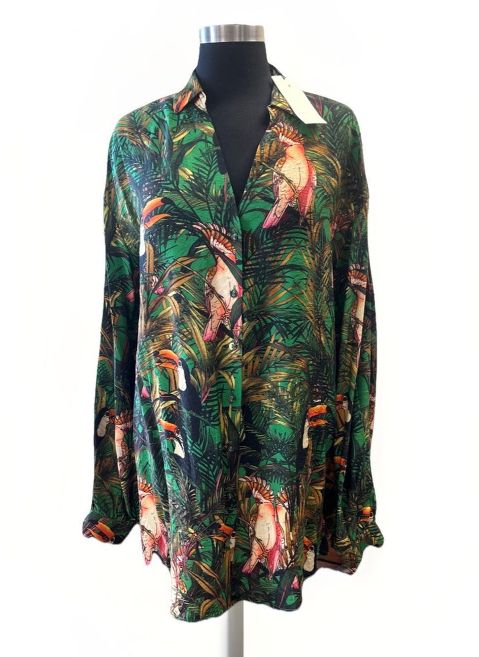 NWT Never Fully Dressed Green Parrot Long Sleeve Tunic Top Size 4 Resort Wear